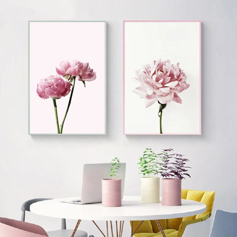 

Pink Peony Flower Canvas Painting Nordic Poster Modular Wall Pictures for Living Room Home Decoration Posters and Prints