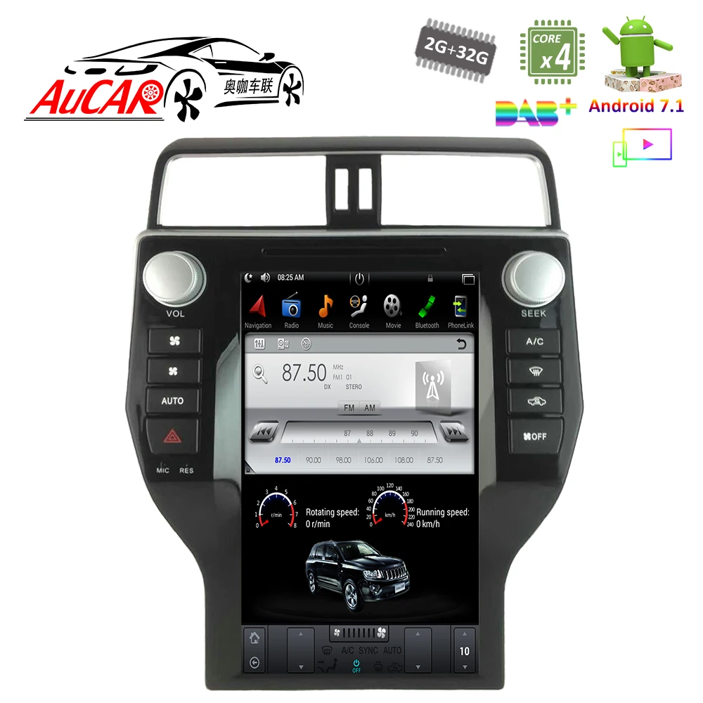 

Android Vertical Style 14" GPS Navigation with Car DVD Player for Toyota Prado Tesla 2018 Bluetooth GPS Radio WIFI 4G AUX