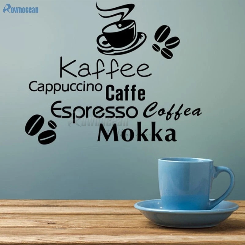 ROWNOCEAN Kaffee Coffee beans Home Decoration Kitchen Tile Wall Stickers Art English Quotes Cafe Vinyl Removable Mural D583 ROWNOCEAN Kaffee Coffee beans Home Decoration Kitchen Tile Wall Stickers Art English Quotes Cafe Vinyl Removable Mural D583
