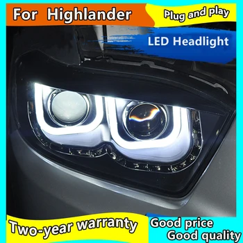 

Car Styling for Toyota 2009-2011 Highlander Headlight LED Headlight LED DRL double U Angel Eye hid headlight Accessories