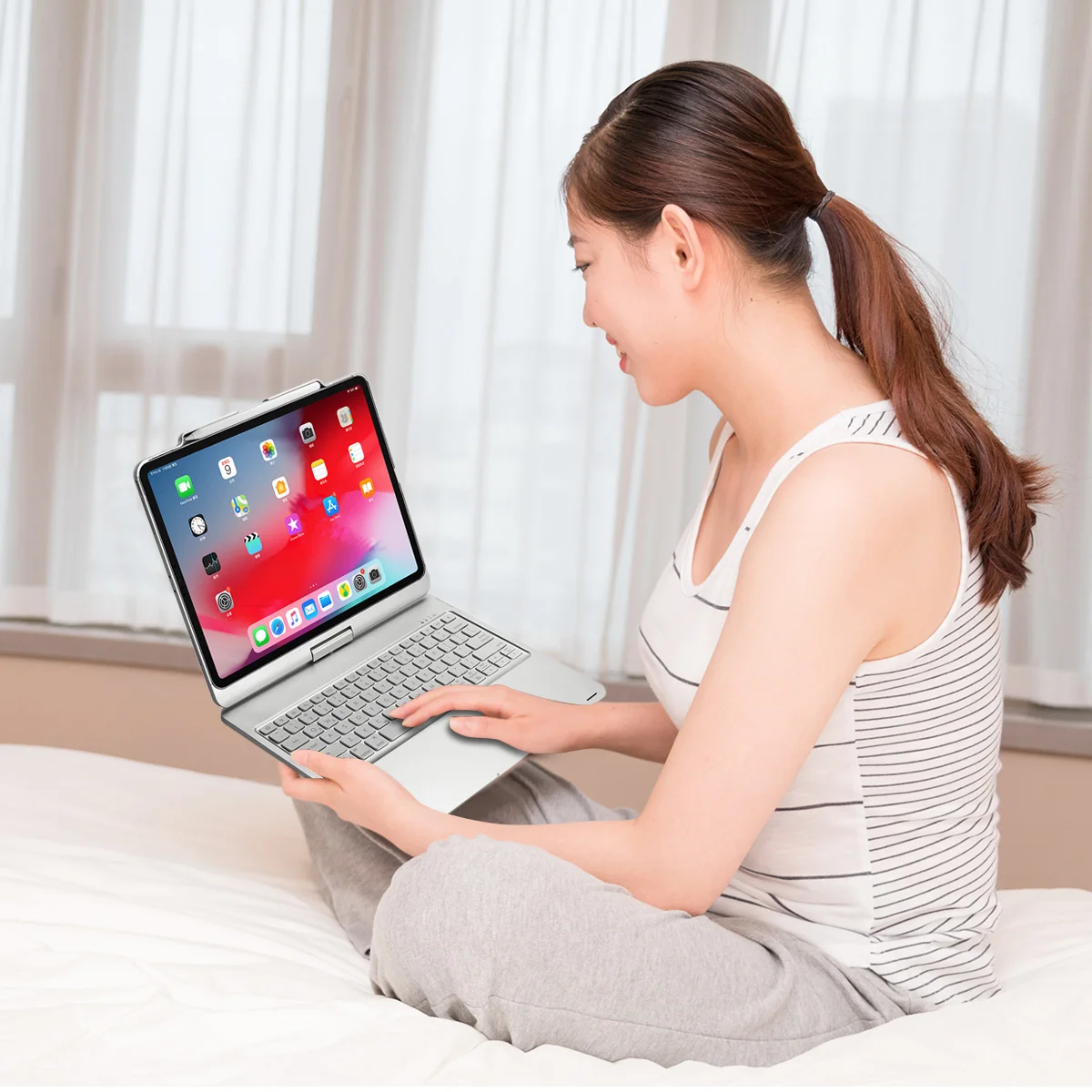Для iPad Pro 2018 12 9 дюймов чехол для планшета США клавиатура умный вращающаяся на 360