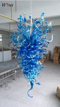 

Free Shipping Fancy Murano Glass Decorative Lights Home Blue Large Foyer Chandeliers