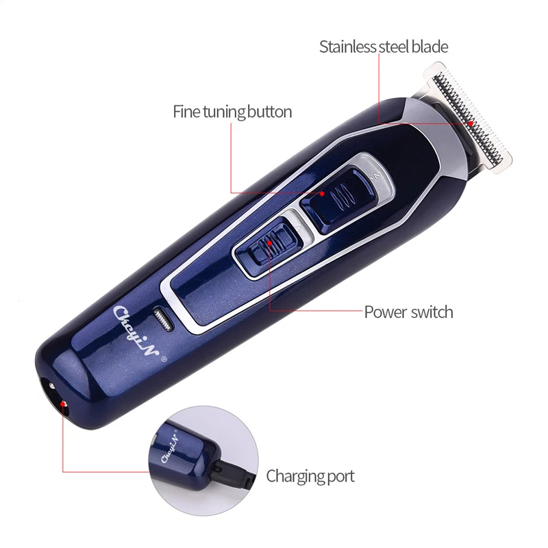  CkeyiN Men Rechargeable Low Noise Professional Cordless Electric Hair Clipper + 3 in 1 Trimmer Set 