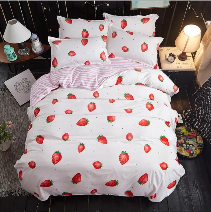 

High quality comforter Bedding Set King Size Flaming duvet cover Set+flat bed linen+Pillowcase 4 pcs bedding set wholesale
