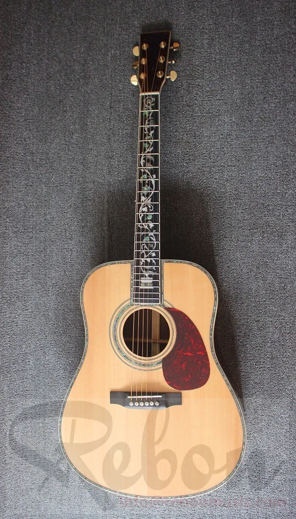 Weifang Rebon 41 Inch All Solid Acoustic Electric Guitar with fishman EQ and abalone tree life fretboard inlay | Спорт и развлечения