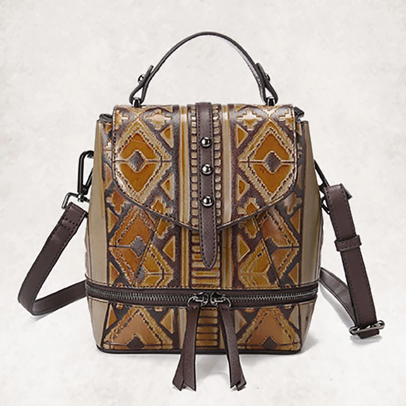 

Made Of PVC Luxury Women Embossed Shoulder Messenger Bag Vintage Laides Tote Handbag Multifunction School Bags Back Pack New