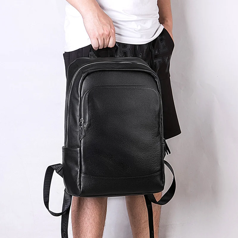LIELANG Men's Backpack Simple High Quality Leather Backpack Male Leather Fashion Trend Youth Leisure Travel Computer Bag