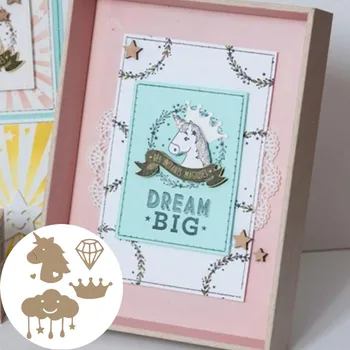 

Unicorn Cloud Crown Dimond Shape Metal Cutting Dies for Scrapbooking DIY Craft Album Card Decorative Stencils New 2019