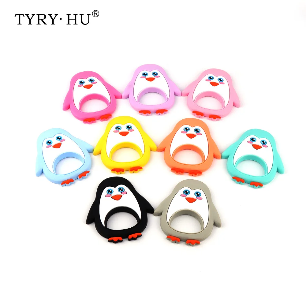 

TYRY.HU 1pcs Silicone Penguin Teether Baby Teething Toys Pacifier Clips Pendant Food Grade Silicone Freeship