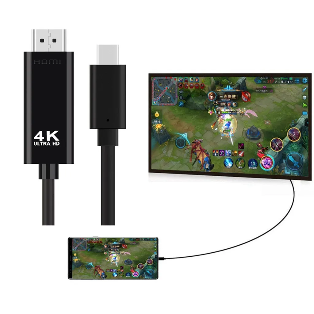 

1.8m Type-C /USB3.0 to HDMI 4K Cable HDTV TV Digital AV Adapter HDMI Converter for Lighting Type-C iPad iPhone TV Smartphone
