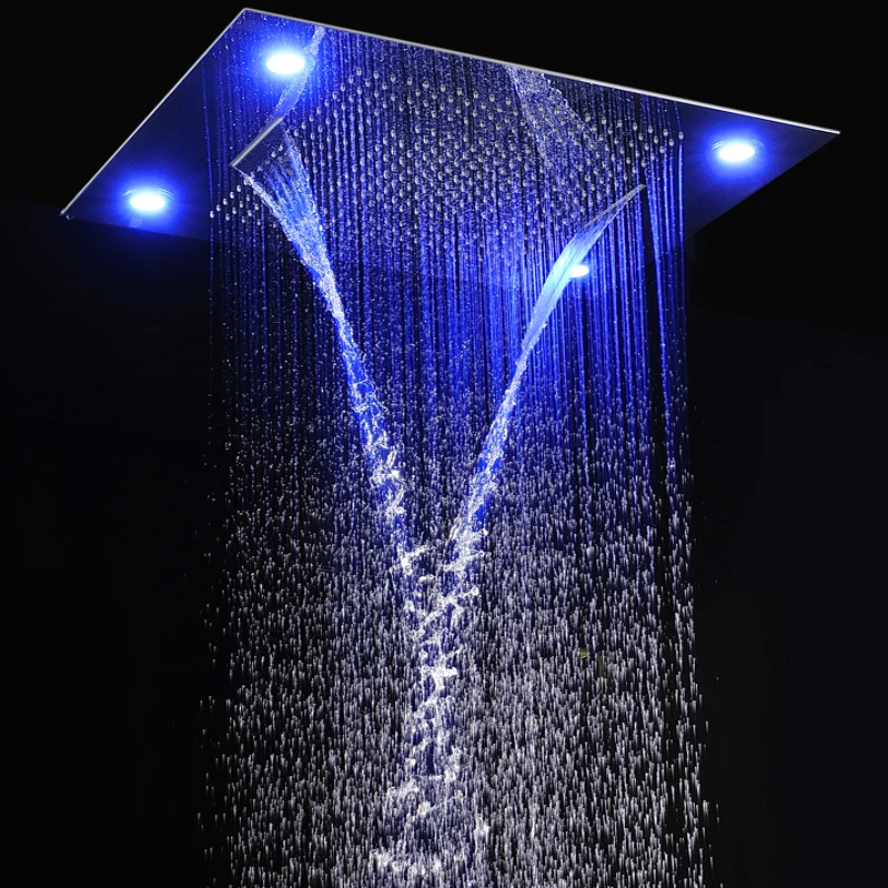 Ceiling Recessed Electric Power LED Stainless Steel Shower Heads Panel