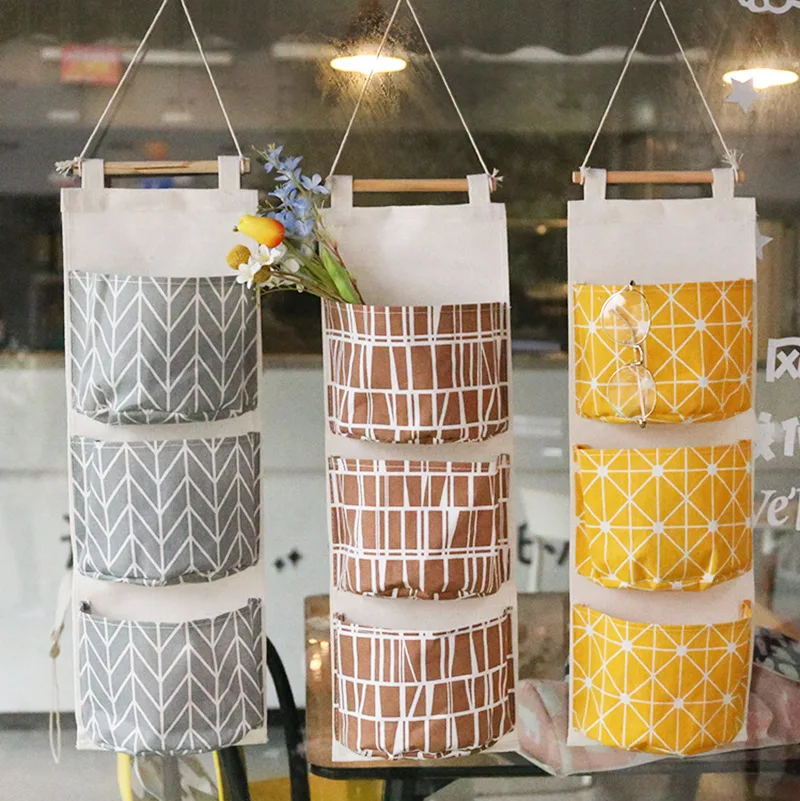 

1030 Cotton Waterproof and hanging bag hanging Type Multi-layer storage bag storing debris behind the door of cloth Art