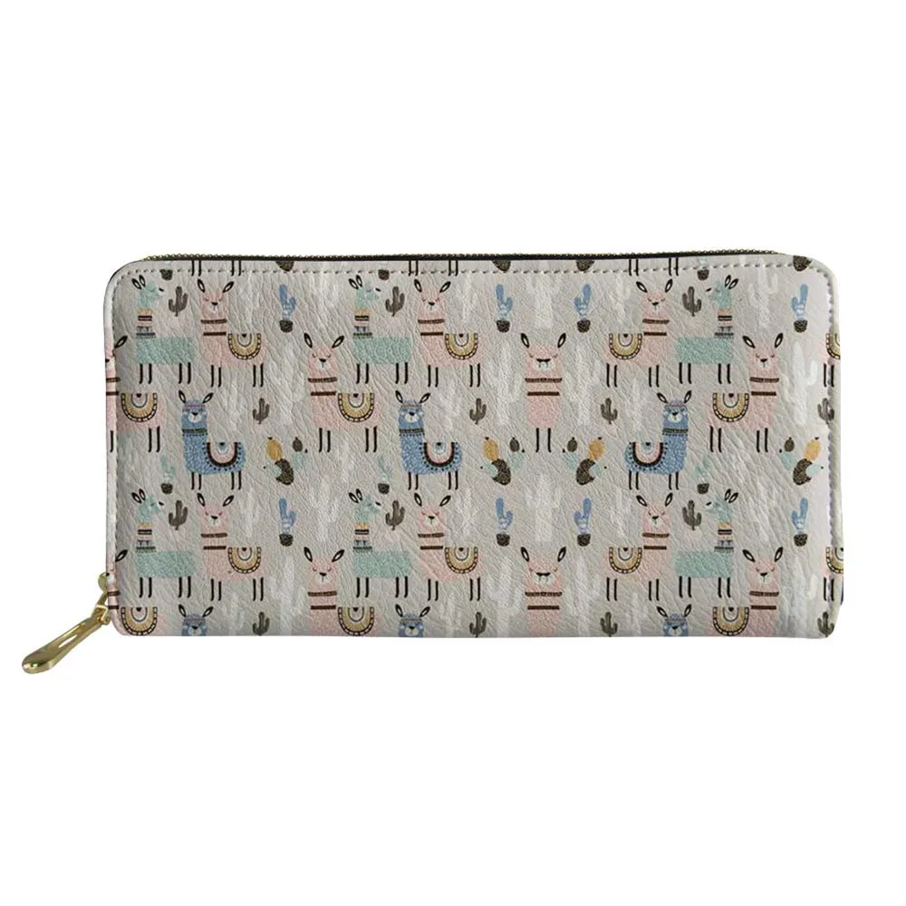 

FORUDESIGNS Fashion Girls Luxury Purse Cartoon Funny Alpaca Pattern Women Wallet Zipper Purses Organizer Wallets Billetera Mujer