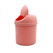Creative Cute Desktop Trash Dustbin Mini Home Living Room Coffee Table With Lid Small Paper Basket Mini Flip Plastic Trash can creative home cartoon frog shape plastic small desktop trash green