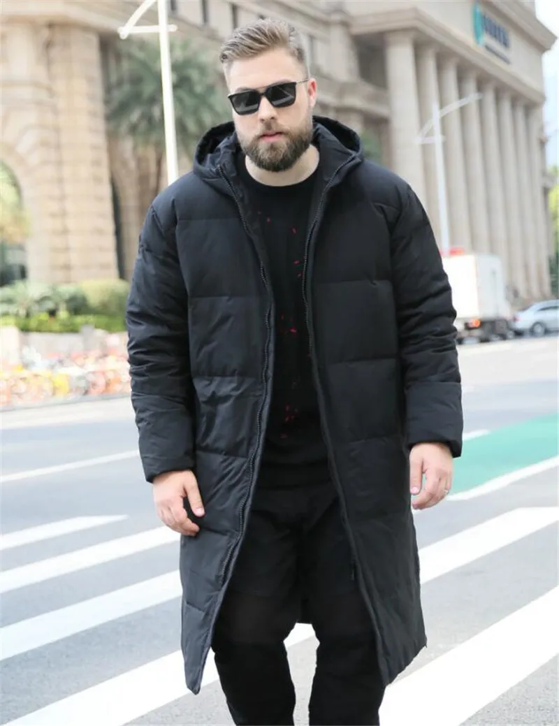 Модная трендовая Мужская XL-10XL большого размера свободная длинная хлопковая зимняя теплая куртка до колена с капюшоном подходит для 175 кг мужская одежда