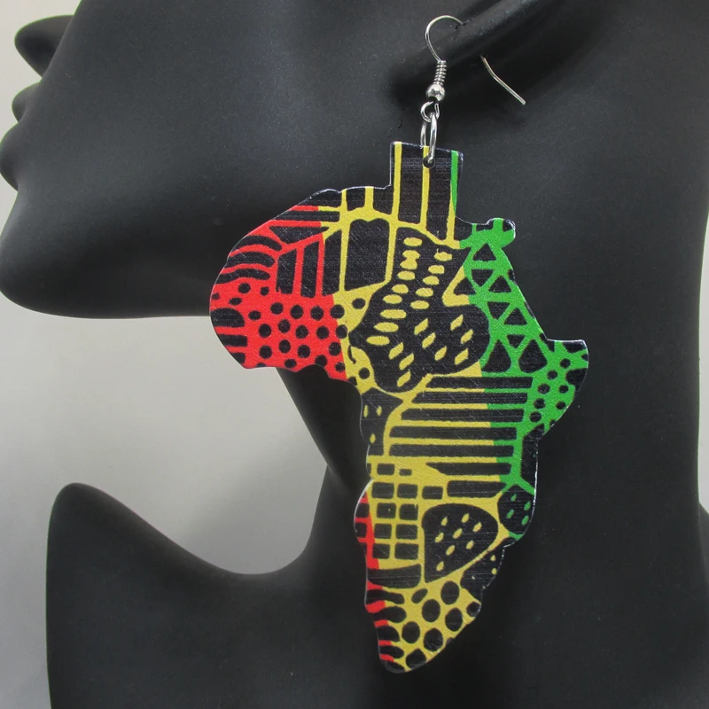 

Free Shipping! 2019 Newest Printing African Map Wooden Earrings