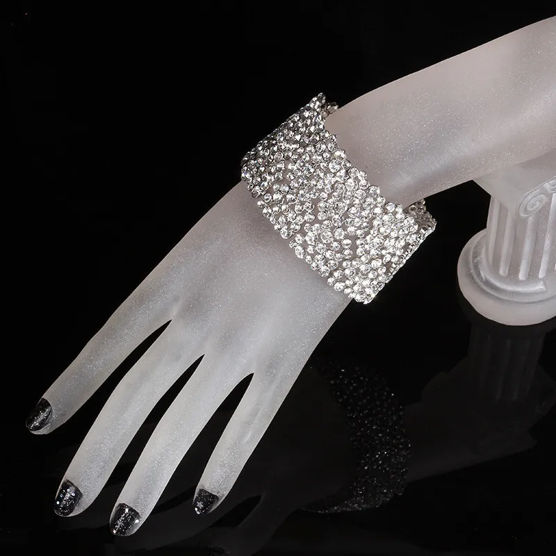 

Charming crystal Silver bracelet bangles full drilling women Bridal wedding accessorie bride wedding crystal jewelry MY408