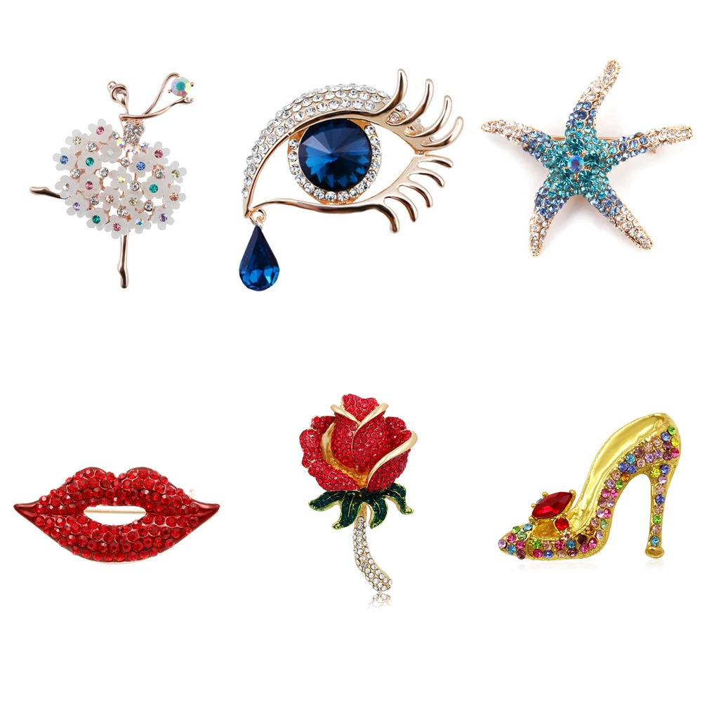 Новое поступление Стразы Брошь для женщин танцующие девушки губы на высоком