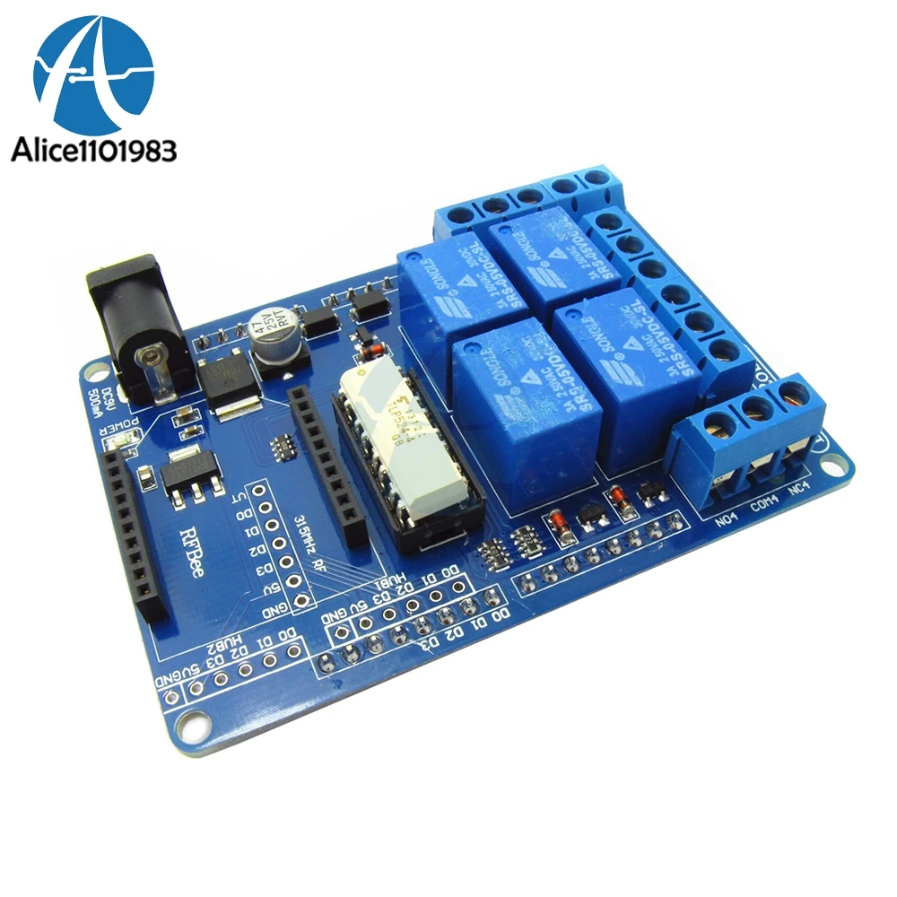 4 канальный 5 вольтовый релейный модуль расширения 4CH V1.3 совместимый с Arduino UNO Nano R3