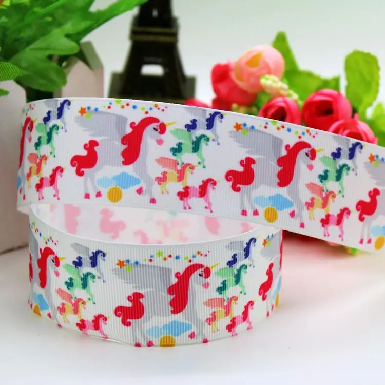 

Репсовая лента DUWES 1,5 ''с принтом единорога, головной убор с бантом, украшение, оптовая продажа OEM 38 мм H5533