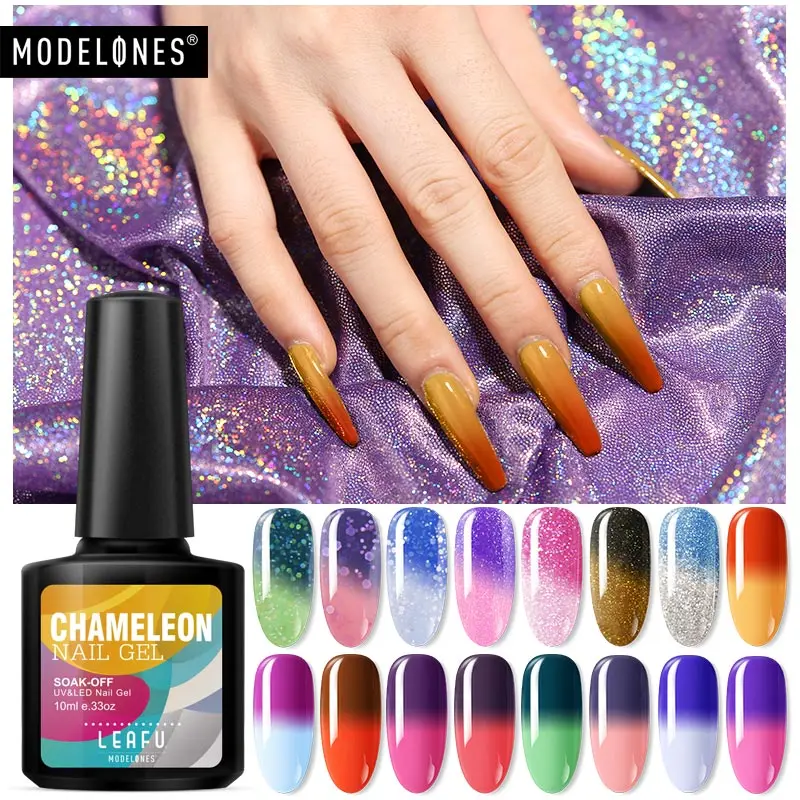 

Modelones Thermal Led Gel Polish Long Lasting Chameleon Hybrid Nail Varnish Polish Semi Permanent Temperature Led Gel Lacquer
