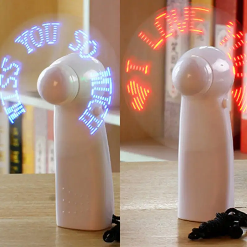 

Mini Fan Handheld Flash LED Love Pattern Unique Mini Fan Super Mute Battery Operated Cooling Desktop Mini Fan #0731