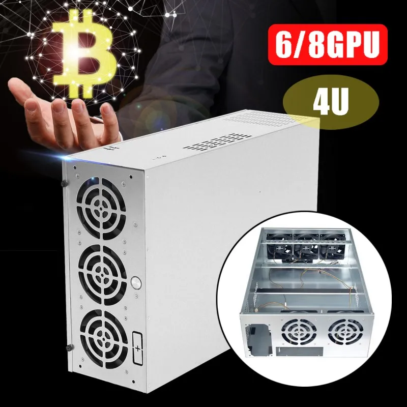 

4U Mining Machine Mining With Fan Frame Rig Graphics Case ATX Mining Machine For 6/8GPU Power Supply