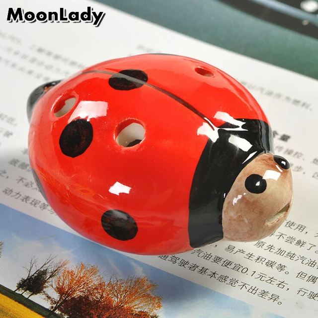 Colorful Porcelain Ladybug Ocarina 6 Holes Wind Musical Instrument for Music Amateurs and Beginners Children’s Toy and Gifts
