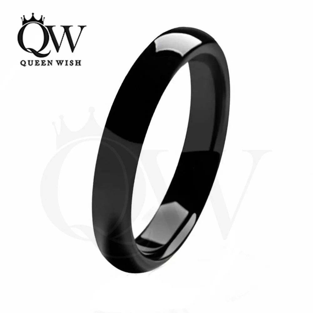 Queenwish 4mm Polish Black Dome Tungsten Carbide Ring Mens Las Black Tungsten Rings Wedding Bands For Women Ring Finger Sizes His And Hers Bridal Set