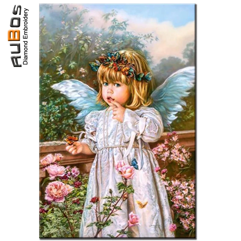 RUBOS Cute Girl Angel DIY 5D Diamond Painting Diamond Embroidery Mazayka Patterns Rhinestone Mosaic 3D Full Drill Room Decor set (1)
