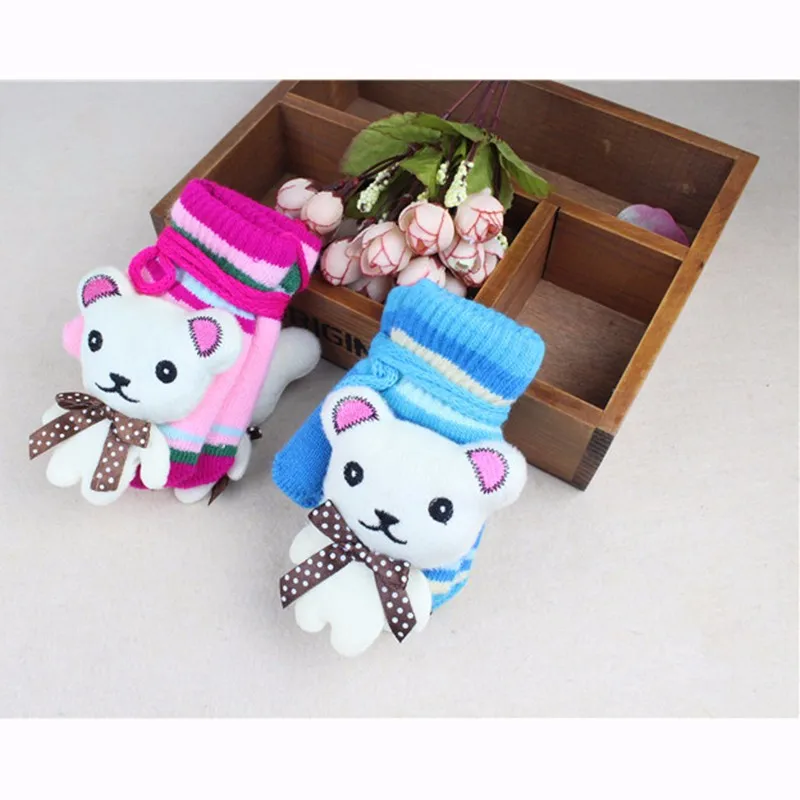 New Kids Gloves Cartoon Bear Infant Gloves Warm Boys Girls Mittens Lovely Crochet Toddler Glove Autumn Winter Baby Accessories (2)