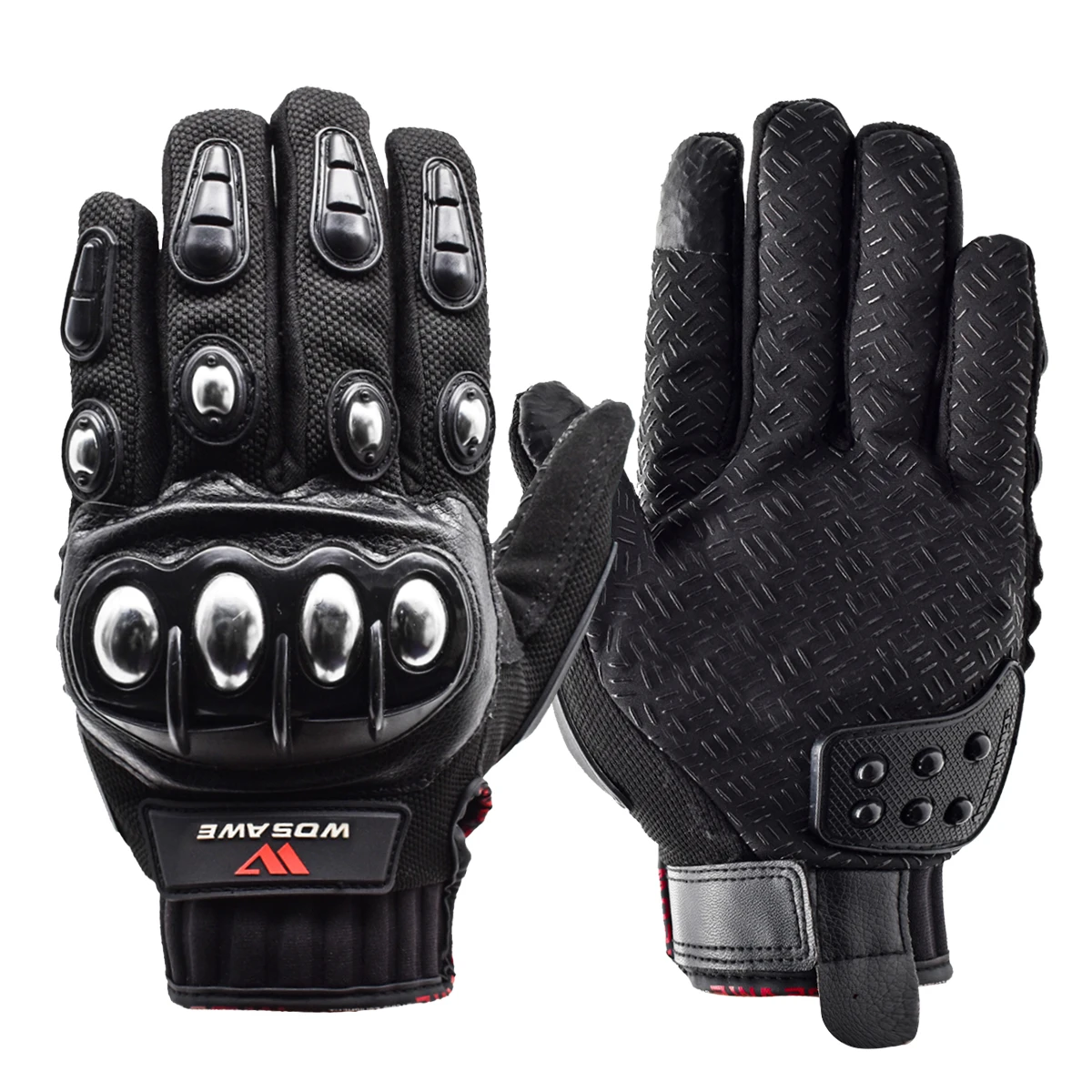 WOSAWE Men Motorcycle Gloves Touch Screen Racing Hand Protector Hard Knuckle Alloy Steel Motorcross Protection Gear for Autumn Winter BST-017 Black L