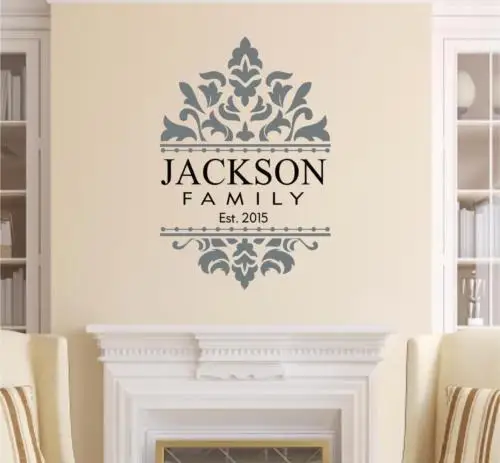 Beautiful Flower Custom Monogram Family Name Year Quote wall sticker Vinyl home decor Removable decals wall