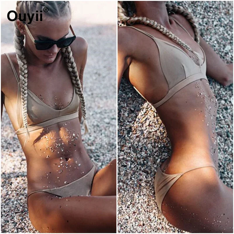 

2019 Ladies Swimwear New Sexy Bikini Solid Color Retro Fashion Swimsuit Sexy Swimwear Split Bikinii Summer Swimsuit Suit