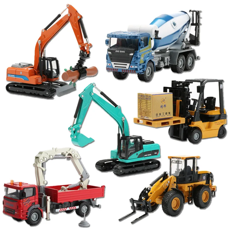 

JINGBANG Scale 1:60 Alloy Toy Truck Models Excavator Concrete Mixer Dump Roller Forklift Crane Engineer Car Toys For Boys Gift