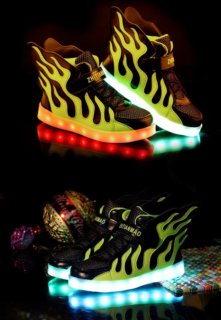 Детская обувь с подсветкой Сверхлегкий мальчики девочки USB зарядки обувь детские цветные с подсветкой кроссовки модные крылья дети