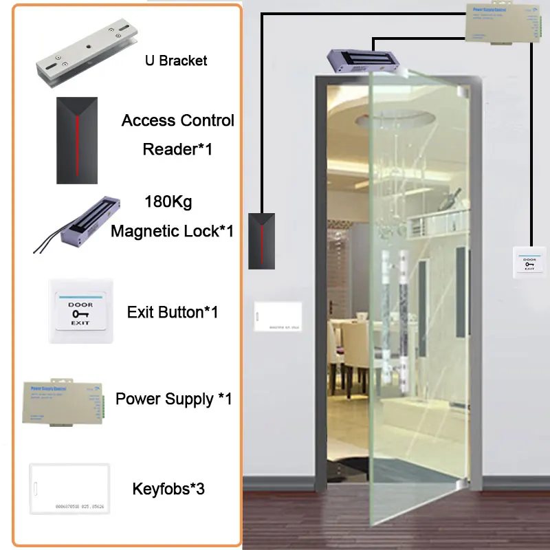 RFID система контроля допуска к двери комплект 125 кГц EM считыватель карт электрический замок для двери 5 шт. ID Брелоки кнопка выхода питания - Цвет: Exit Button