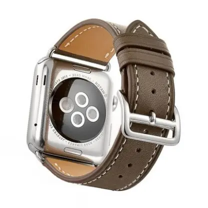 Кожаный ремешок для наручных часов Apple Watch серии 4 с заклепками, изготовленный на заказ, для серий Apple 1, 2, 3, ремешок на запястье 38 мм, 42 м, 40 мм, 44 мм - Цвет ремешка: Grey