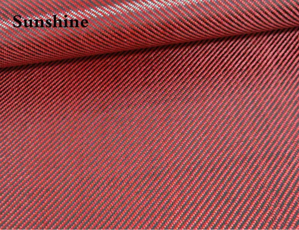 Carbon Aramid Hybrid Fabic Twill Red 185g (9)