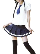 Free shipping White And Blue Tie Cosplay School Uniform