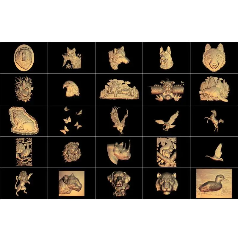 Рельеф STL в виде животного 3d для резьбы на ЧПУ artcam vectric aspire 103 шт.|relief carving|relief 3drelief