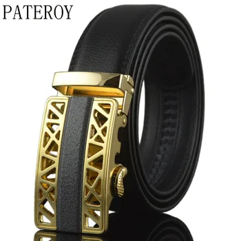 

[PATEROY] Belt Designer Belts Men High Quality Mens Belts Luxury Ceinture Homme Luxe Marque Ceinture Gold Genuine Leather Yellow