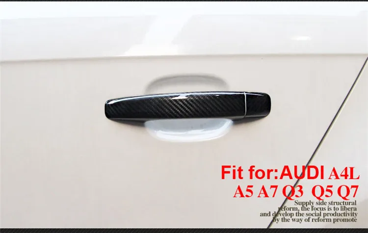 Car Accessories Carbon Fiber Auto Door Handle Knob Exterior Trim Covers Shell for Audi A1 A3 A4 A4L A5 Q3 Q5 S3 S4 S5 SQ5 B8 B9