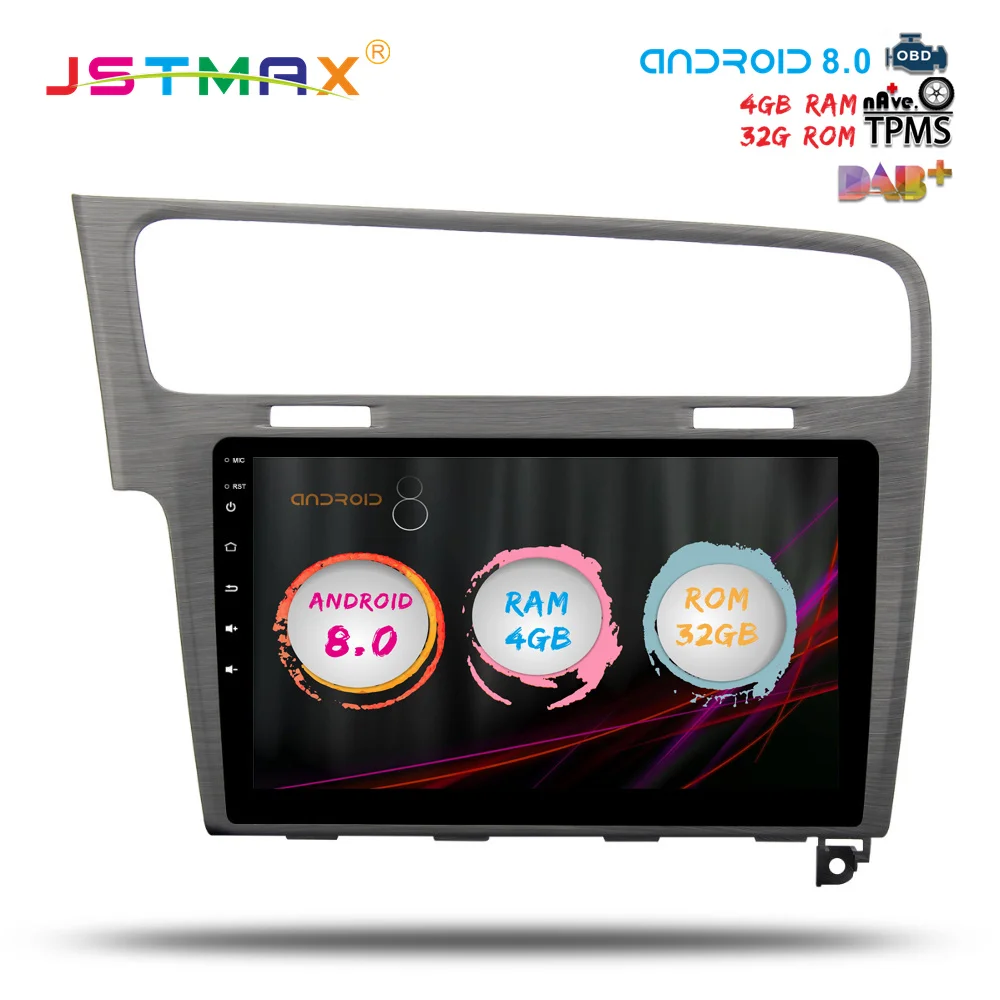 JSTMAX 10 2 &quotAndroid 8 0 автомобильный dvd для VW Golf 7 2013 2014 2015 2016 2017 GPS navi Octa Core 4 ГБ 32 Авто