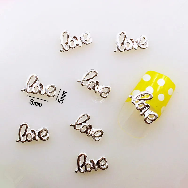 10pcs/bag Japan New 3D Nail Art Decoration Metal Nail Sticker Letter
