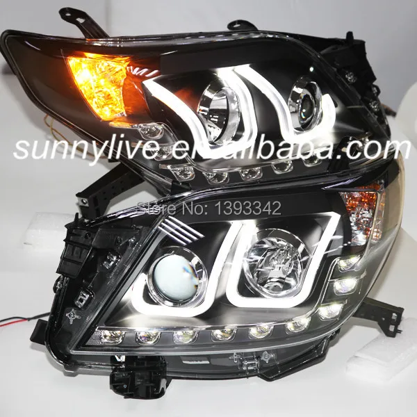 For TOYOTA Prado FJ150 LED U Type angel eyes Headlights 2010 2012 year