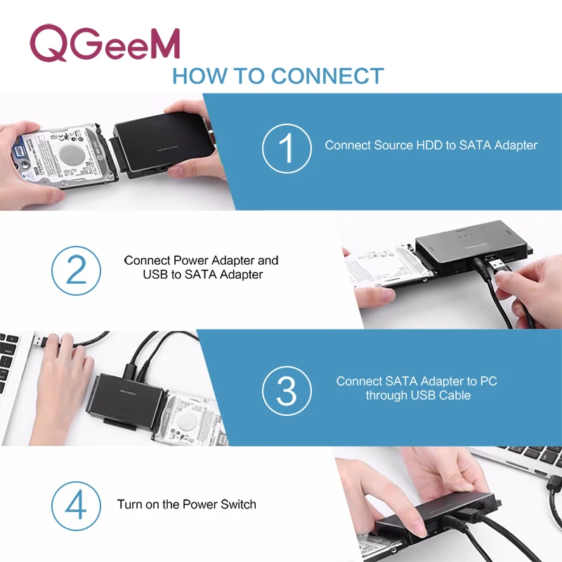Адаптер QGEEM для жестких дисков SATA на USB 3 0 2 5|Компьютерные кабели и разъемы| |