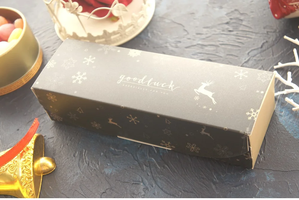 21,5*7*5 см 10 шт. макароны черный белый Лось Снежная бумажная коробка шоколадные конфеты печенья коробки для хранения рождественские подарки упаковка
