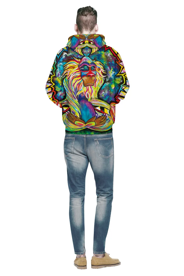 Meditation Rafiki Hoodie Graffiti Elder Orangutan Sweatshirts Men Pullover S-3XL