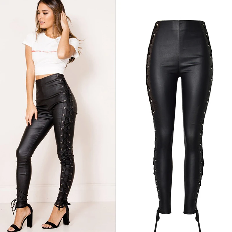 tie up leather trousers